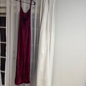 Burgundy Floral Cutout Halter Gown